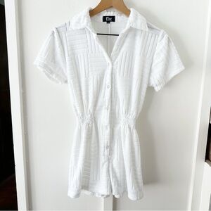 FLOWERS BY ZOE white terrycloth romper